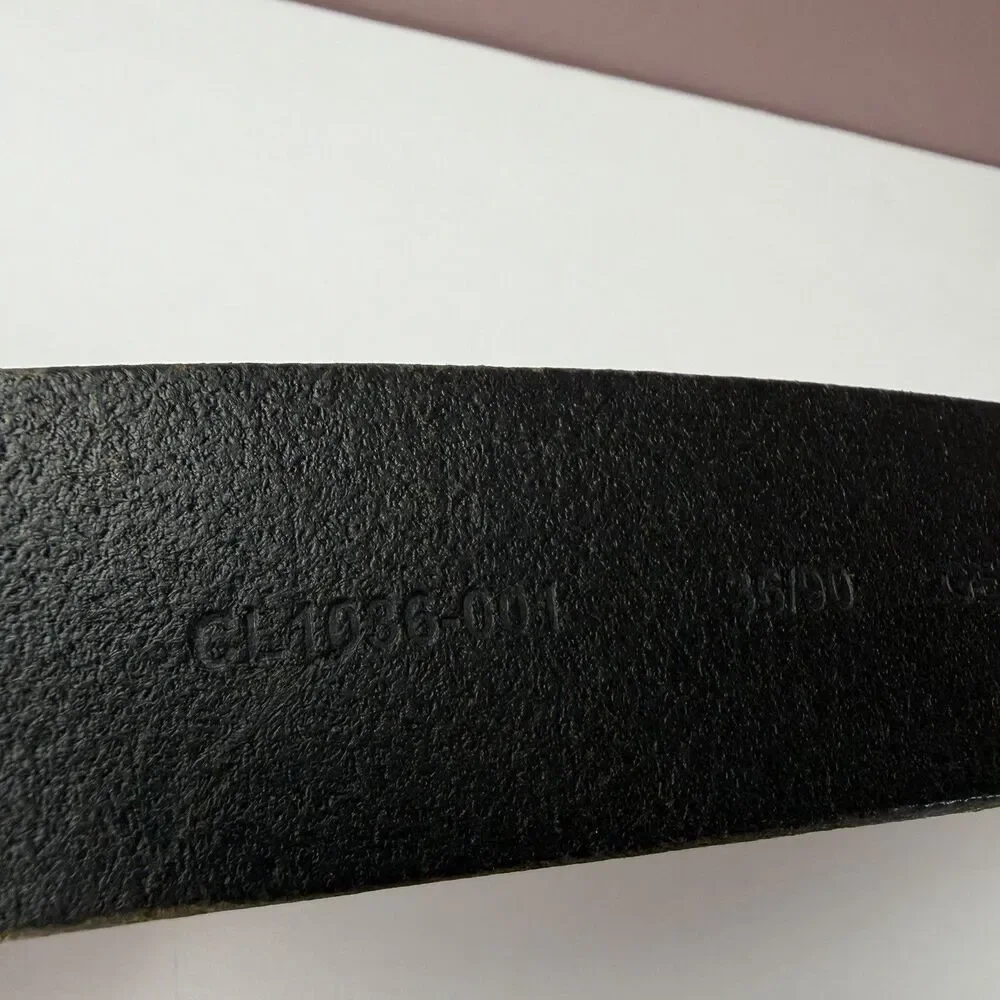 Black Leather Belt Silver Tone Buckle Men’s 36 #CL1036 Made In Mexico